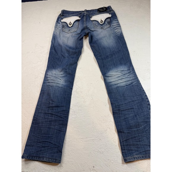 Antique River Women's Jeans Denim Blue Embellished Pockets Size 30 - Picture 6 of 7